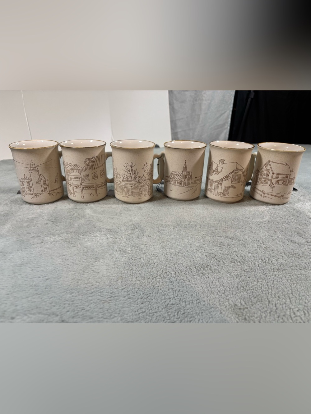 Vintage Collection Manoir Stoneware Mugs Set of 6 - Brand New with Tags Shell